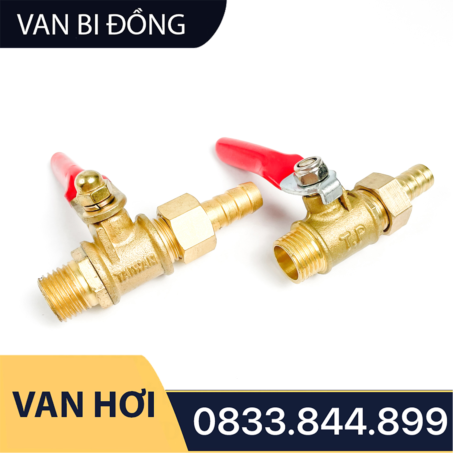 Van Bị Khóa Đồng Phi 1/4 (13) Bằng Đồng - Hai Đầu Ren Ngoài Kèm Đuôi 8mm - Loại Mỏng