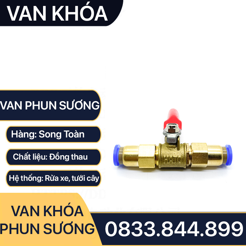 Van Phun Sương Ống 8, Van Khóa Nước Nối Nhanh Ống 6 8 10 12