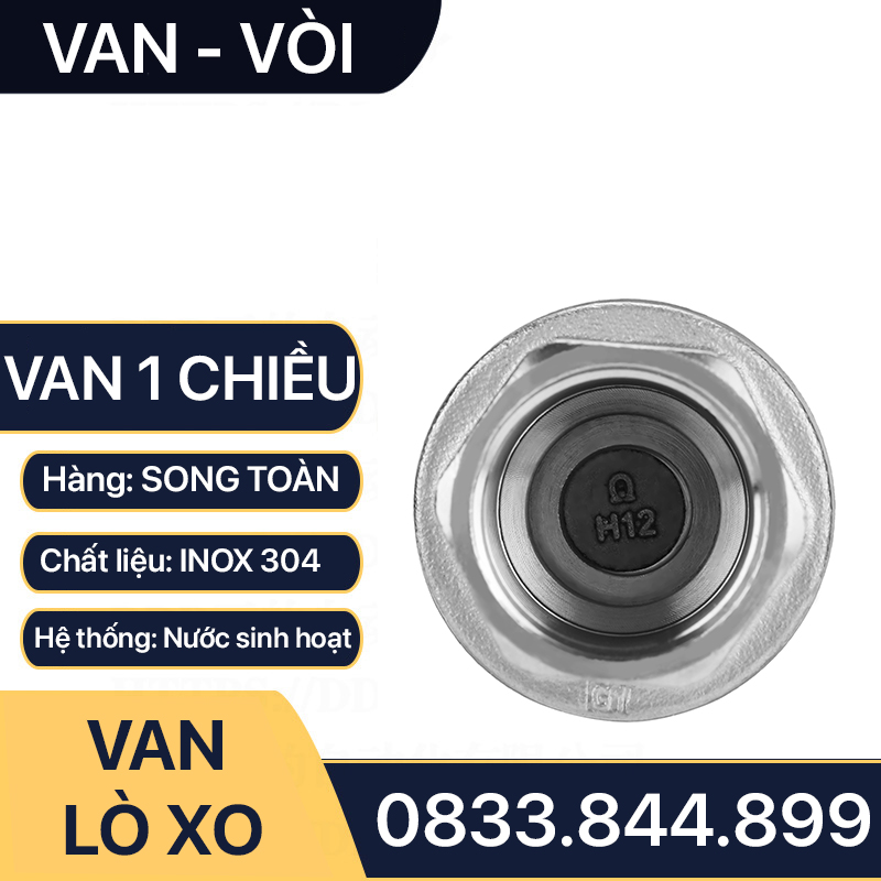 Van Một Chiều Lò Xo, Lúp Pê Một Chiều Lò Xo Inox 304