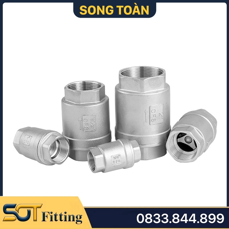 Van Một Chiều Lò Xo Ren Inox 304, Luppe 1 Chiều Lò Xo