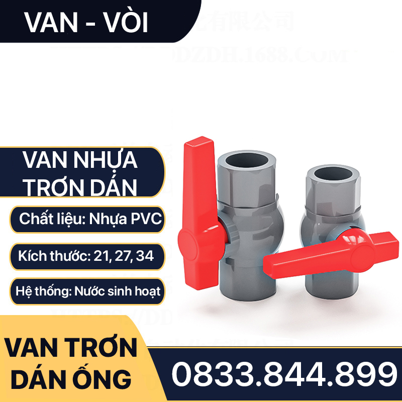 Van Nhựa Bi Tay Gạt Khóa Nước Nhựa PVC - Phân Loại Dán Ống