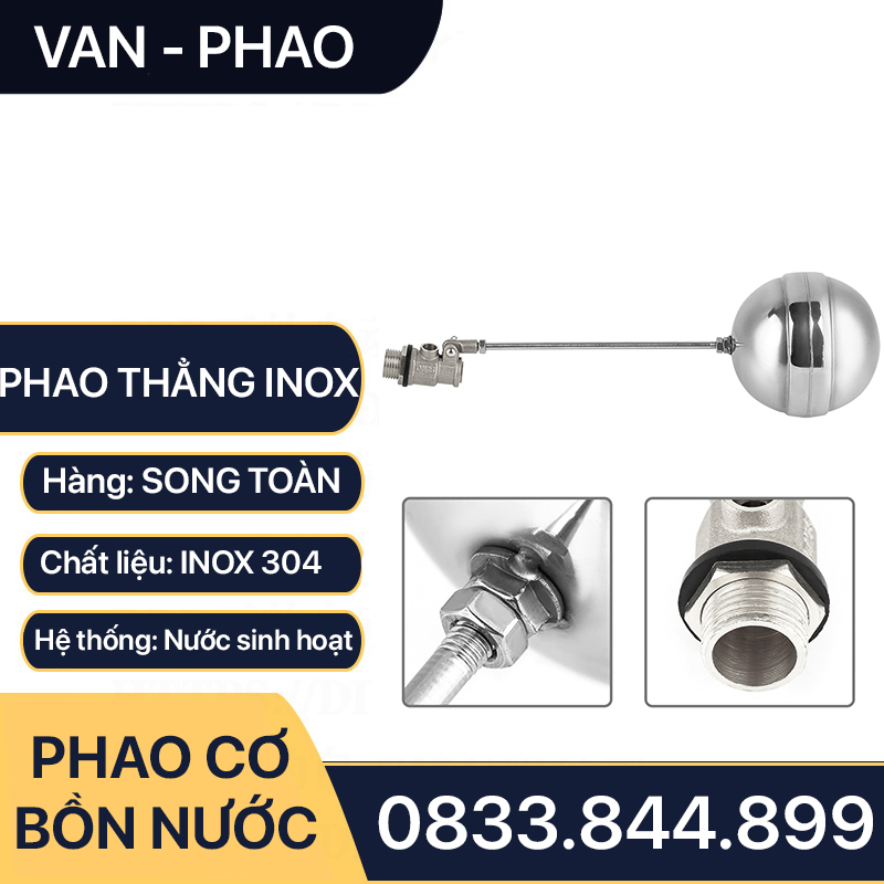 Van Phao Bồn Nước Inox, Phao Cơ Inox Tự Động Ngắt Nước 21 27 34 - Inox