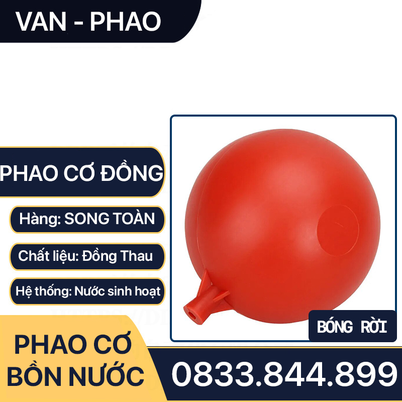 Van Phao Bồn Nước Đồng, Phao Cơ Đồng Thau Tự Động Ngắt Nước 21 27 34 - Đồng Thau