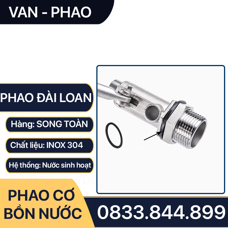 Van Phao Inox, Phao Cơ Inox Tự Động Ngắt Nước 21 27 34 42 49 60 -