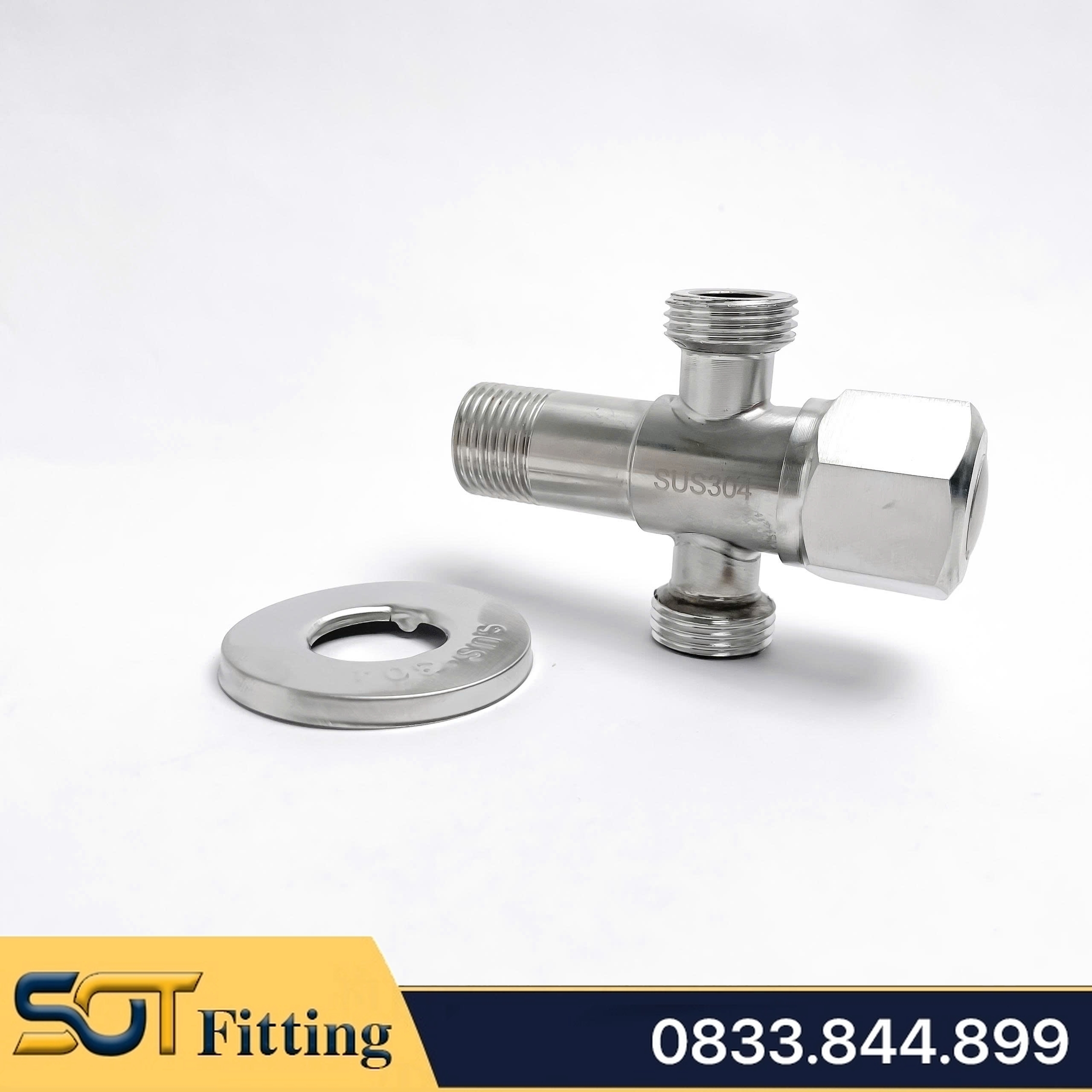 Van T Chia 3 Dòng Nước Bồn Cầu Inox 304, Van Giảm Áp Inox Ren 21 Lắp Đặt Chia Nước Bồn Cầu, Vòi Xịt