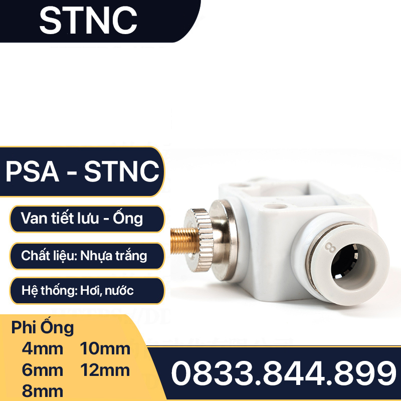 Van Tiết Lưu Nối Nhanh Ống Mềm STNC Ống 4 6 8 10 12 16 - Màu Trắng (Chính Hãng)