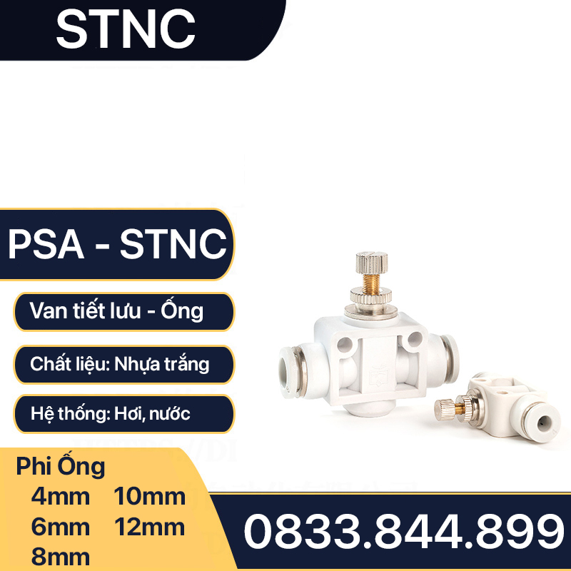 Van Tiết Lưu Nối Nhanh Ống Mềm STNC Ống 4 6 8 10 12 16 - Màu Trắng (Chính Hãng)