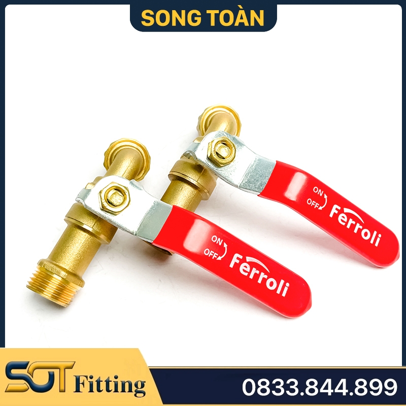 Vòi Đồng Ferroli, Vòi Xả Nước Đồng Thau Tay Gạt Ren Ngoài 21, 27