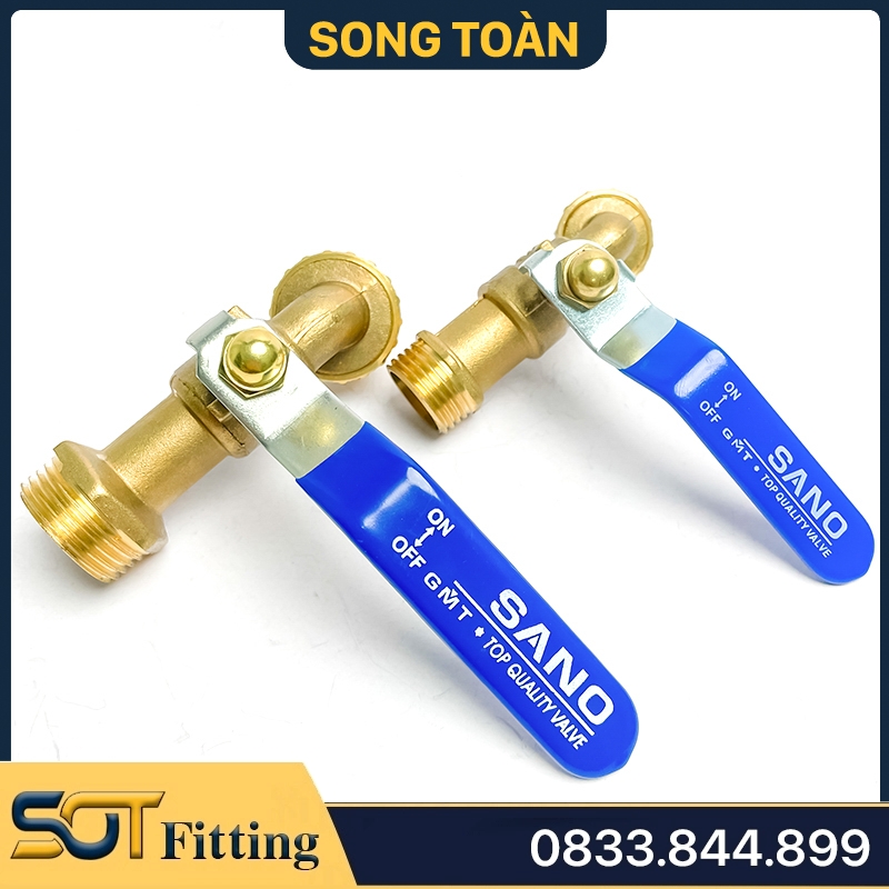 Vòi Đồng Sano, Vòi Xả Nước Đồng Thau Tay Gạt Ren Ngoài 21, 27