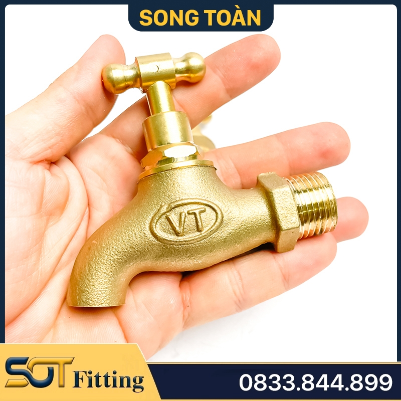 Vòi Đồng Tay Vặn, Vòi Rumine Tay Vặn Ren Ngoài 21, 27 - Đúc Đồng Thau