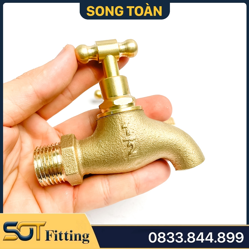 Vòi Đồng Tay Vặn, Vòi Rumine Tay Vặn Ren Ngoài 21, 27 - Đúc Đồng Thau
