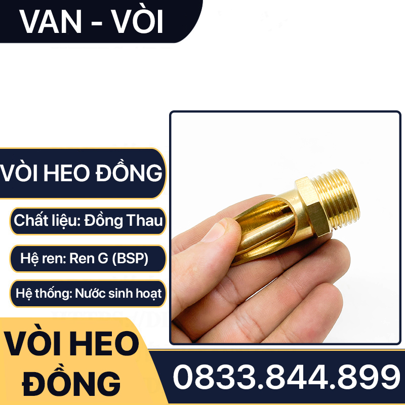 Vòi Heo Đồng, Vòi Uống Nước Cho Heo Đồng Thau - Ren 21 27