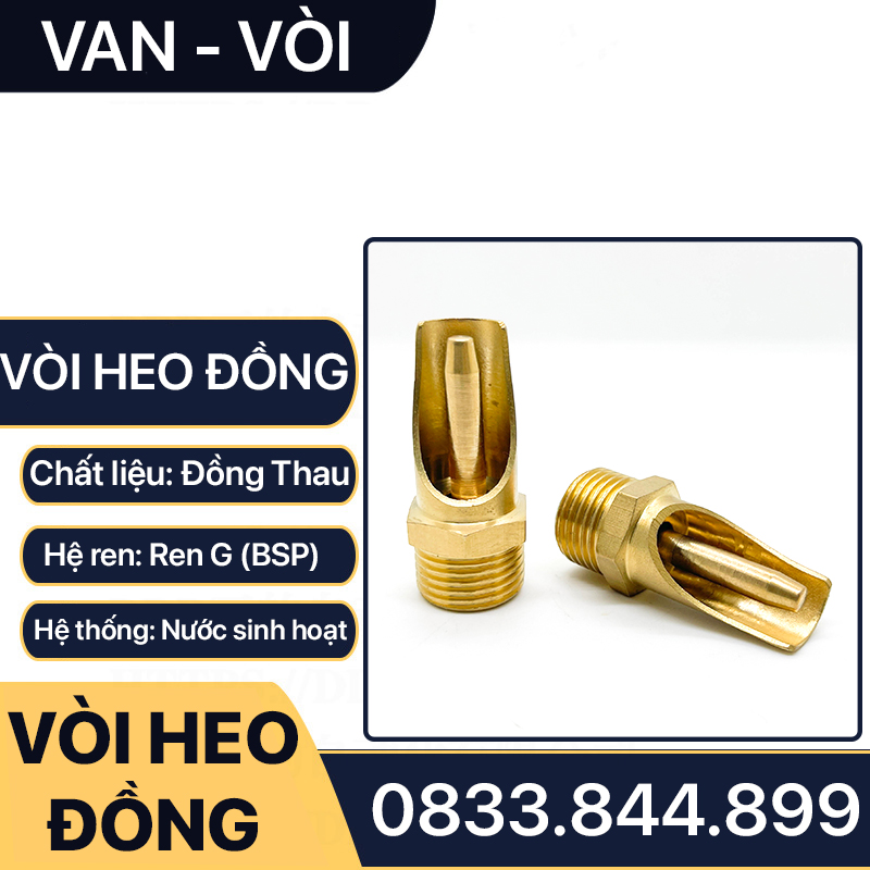 Vòi Heo Đồng, Vòi Uống Nước Cho Heo Đồng Thau - Ren 21 27