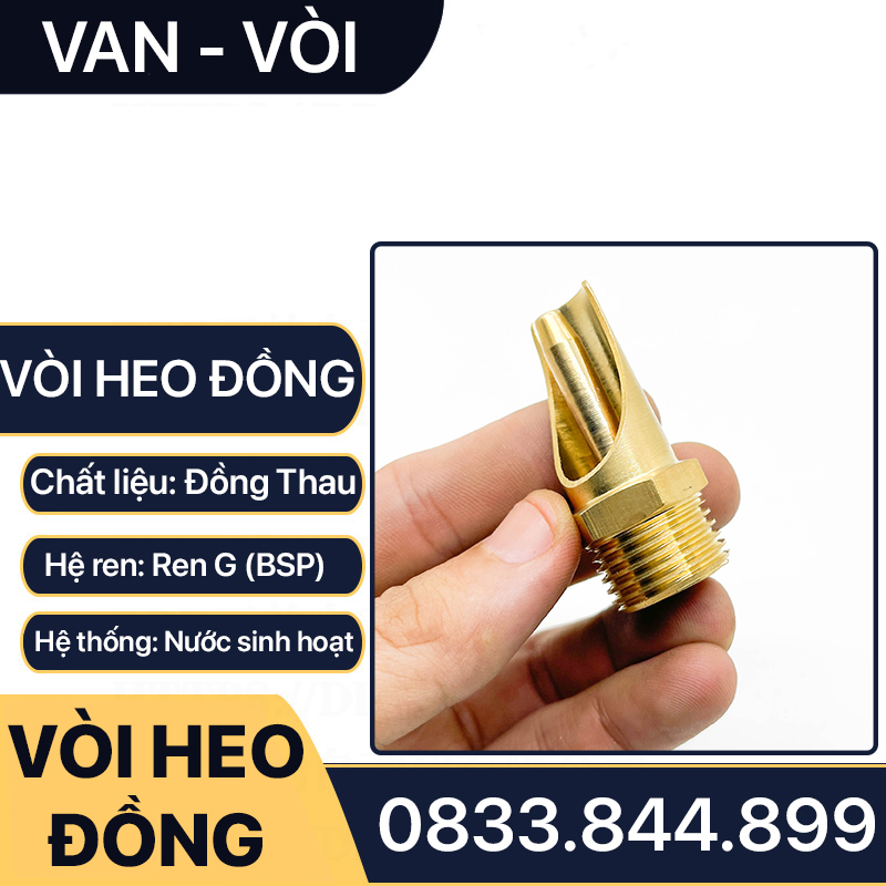 Vòi Heo Đồng, Vòi Uống Nước Cho Heo Đồng Thau - Ren 21 27