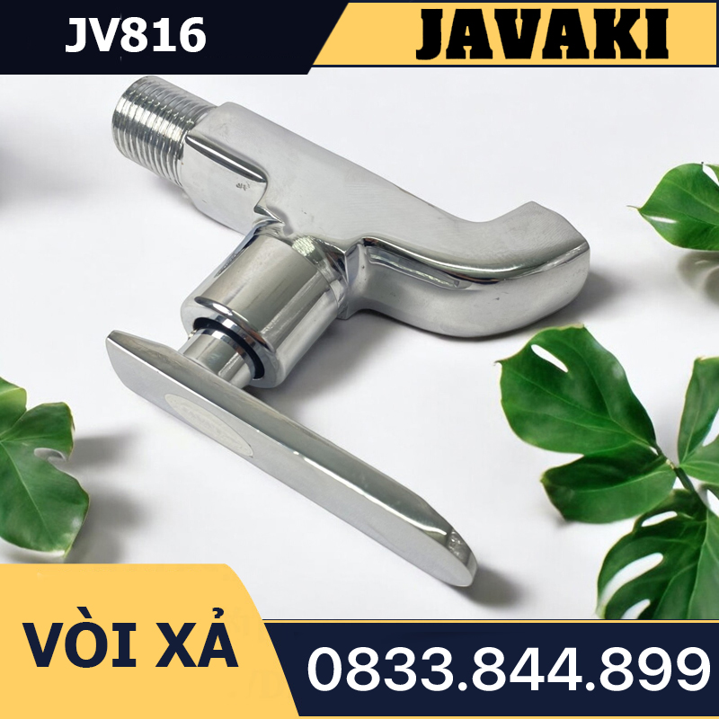 Vòi Hồ JV816 Xả Nước Thân Vuông Đồng Mạ Crom Tay Bằng Khóa Gạt - Thương Hiệu Javaki