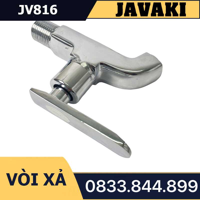 Vòi Hồ JV816 Xả Nước Thân Vuông Đồng Mạ Crom Tay Bằng Khóa Gạt - Thương Hiệu Javaki