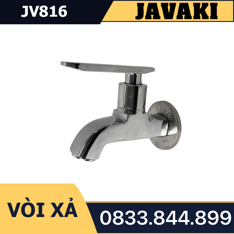 Vòi Hồ JV816 Xả Nước Thân Vuông Đồng Mạ Crom Tay Bằng Khóa Gạt - Thương Hiệu Javaki