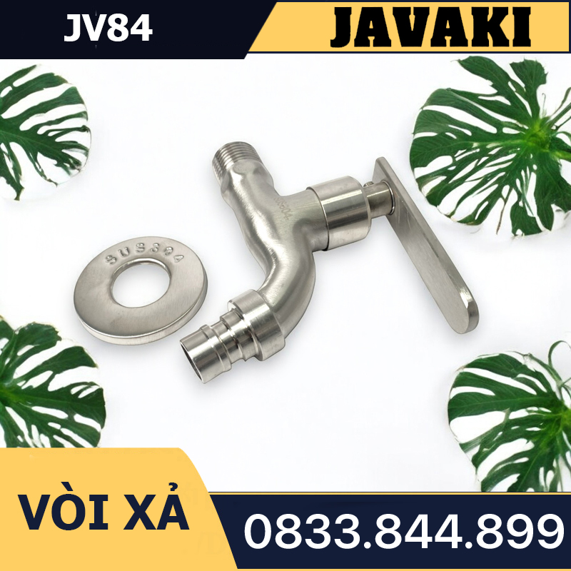 Vòi Hồ JV84 Xả Nước Tay Bằng Khóa Gạt 90 Độ Thân Dài Inox 304 - Thương Hiệu Javaki