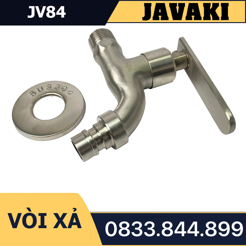 Vòi Hồ JV84 Xả Nước Tay Bằng Khóa Gạt 90 Độ Thân Dài Inox 304 - Thương Hiệu Javaki