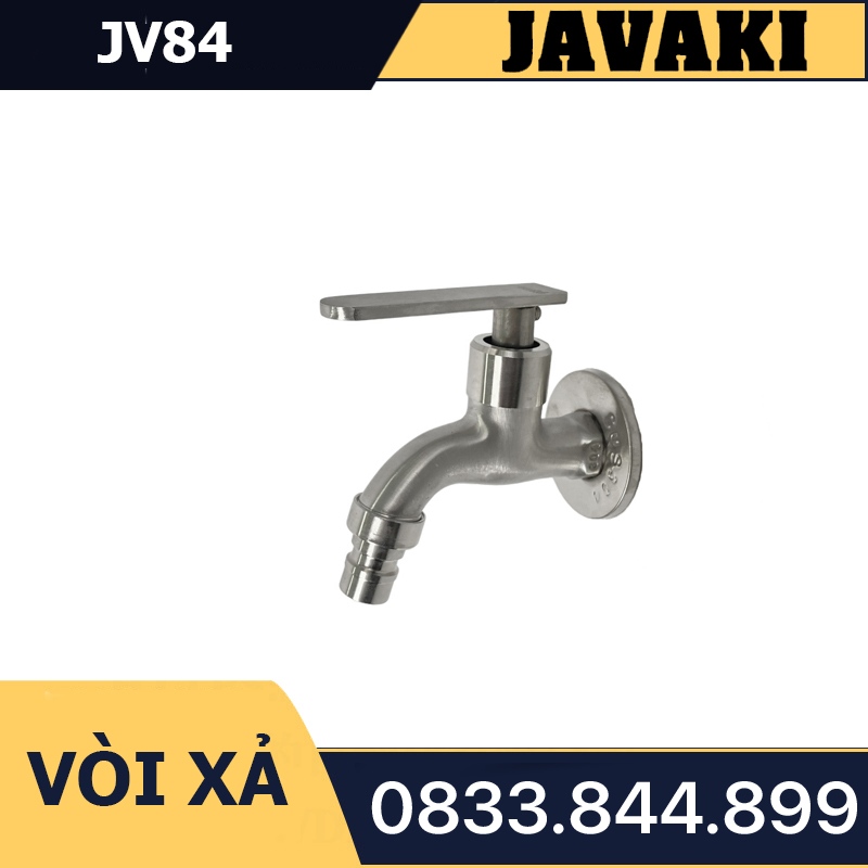 Vòi Hồ JV84 Xả Nước Tay Bằng Khóa Gạt 90 Độ Thân Dài Inox 304 - Thương Hiệu Javaki