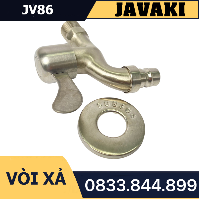 Vòi Hồ JV86 Xả Nước Tay Ghép Khóa Gạt 90 Độ Inox 304 - Thương Hiệu Javaki