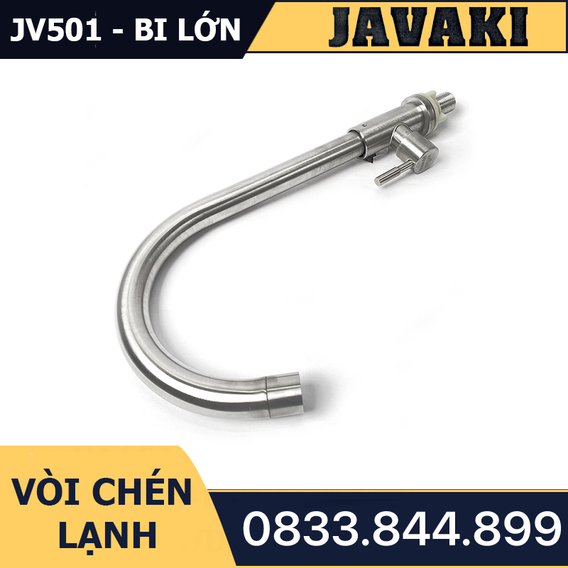 Vòi Rửa Chén Bát JV501 Cổ Lớn 24 Dùng Nước Lạnh JAVAKI | SUS 304 Cao Cấp Nhám Mờ