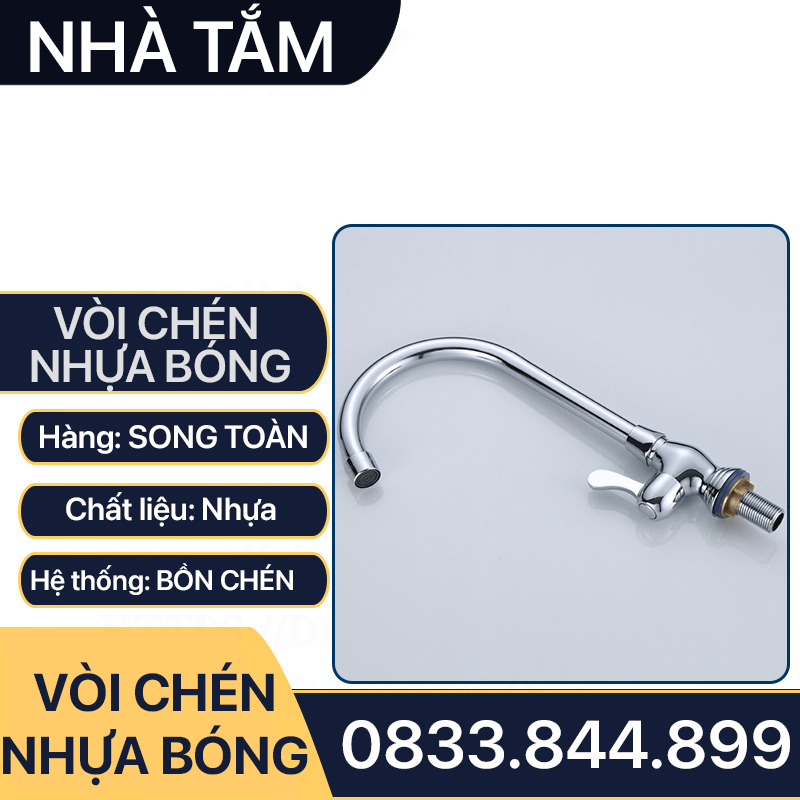 Vòi Rửa Chén Nhựa, Vòi Chén Nhựa Mạ Bóng Giá Rẻ Tay Gạt 90 Độ - Vòi Bồn Chén Nước Lạnh