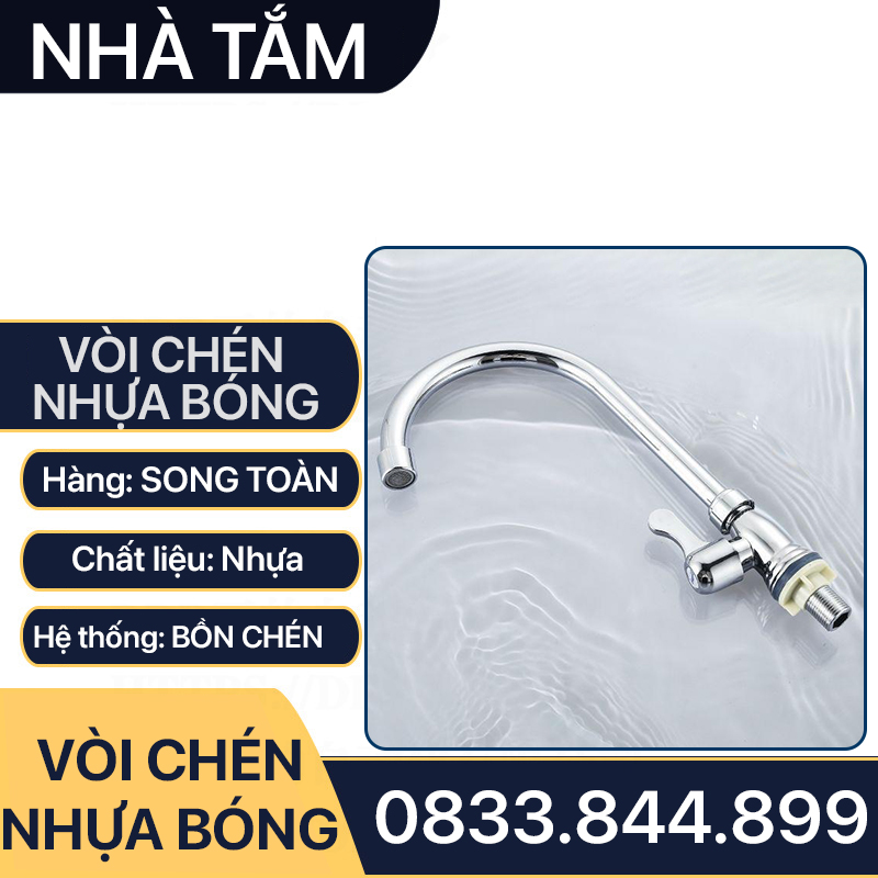 Vòi Rửa Chén Nhựa, Vòi Chén Nhựa Mạ Bóng Giá Rẻ Tay Gạt 90 Độ - Vòi Bồn Chén Nước Lạnh