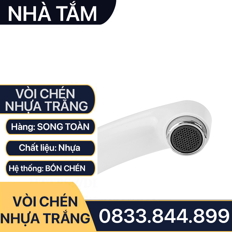 Vòi Rửa Chén Nhựa, Vòi Chén Nhựa Trắng Giá Rẻ Tay Gạt Đũa 90 Độ - Vòi Bồn Chén Nước Lạnh