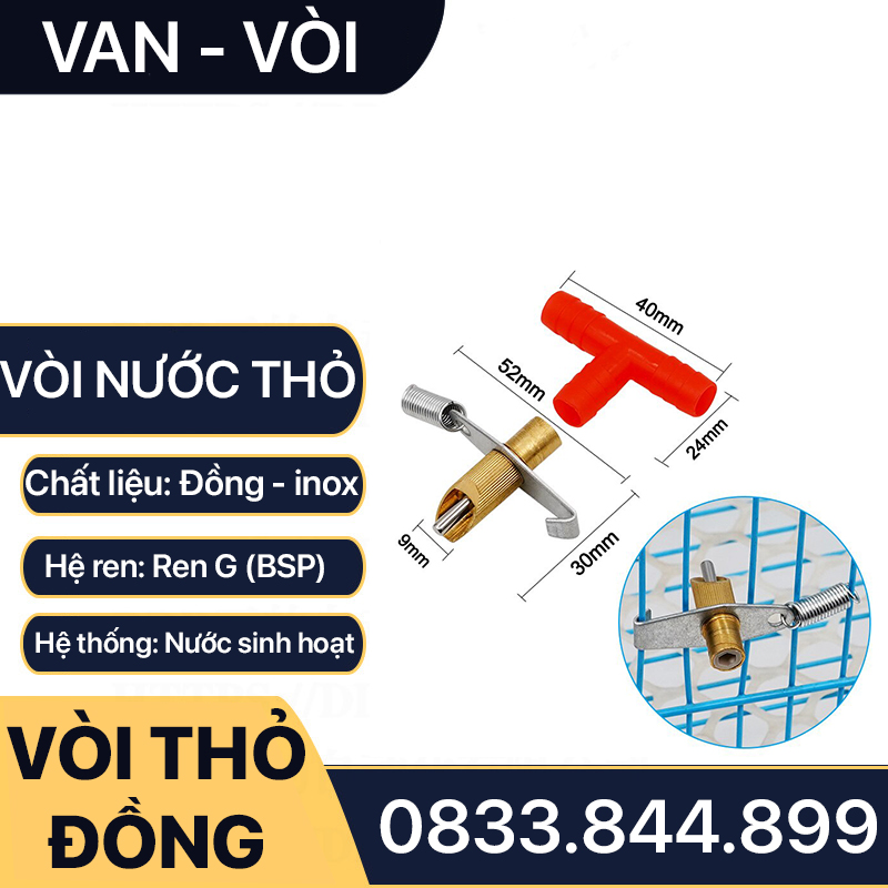 Vòi Thỏ Uống Nước, Vòi Uống Nước Cho Thỏ Đồng Thau