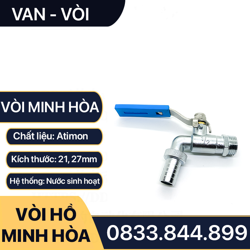 Vòi Xả Nước Minh Hòa, Vòi Vườn Tura Minh Hòa Xả Nước Ren Ngoài 21 27 - Chất Liệu Hợp Kim