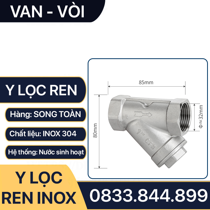 Y Lọc Ren Inox 304, Van Lọc Ren Chữ Y Inox SUS 304