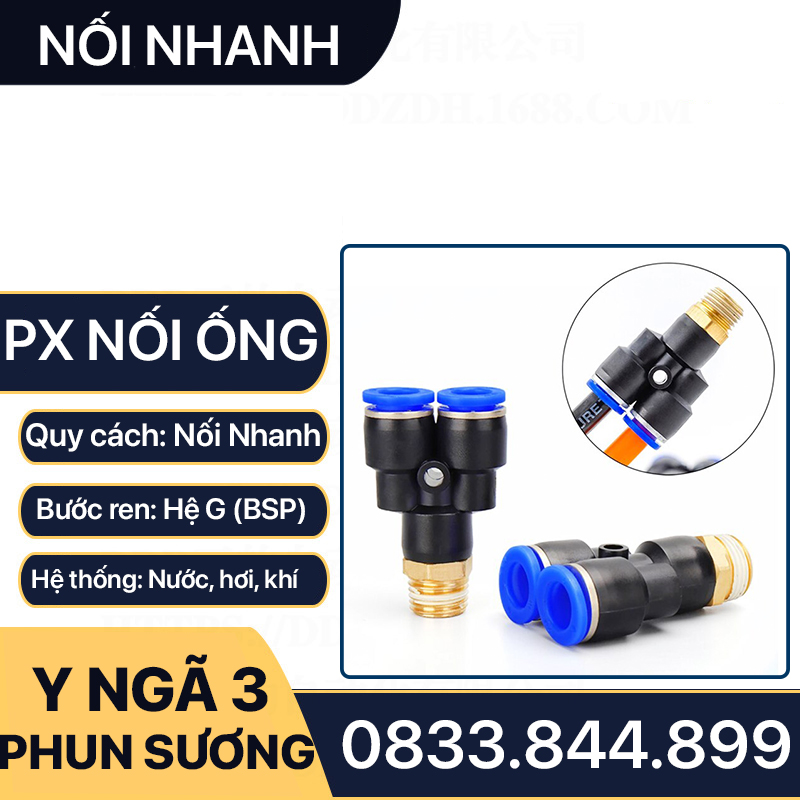 Ngã Ba Nối Nhanh, Y Nối Nhanh Khí Nén PX Ren Ngoài Nối Nhanh Phun Sương Khí Nén