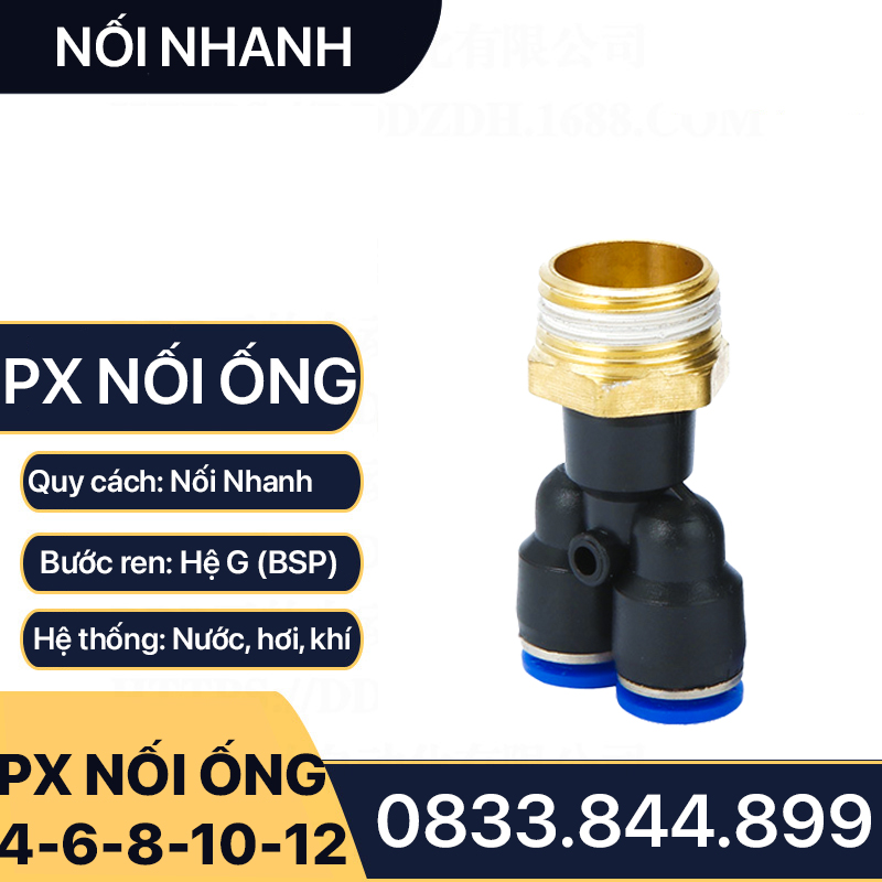 Ngã Ba Nối Nhanh, Y Nối Nhanh Khí Nén PX Ren Ngoài Nối Nhanh Phun Sương Khí Nén