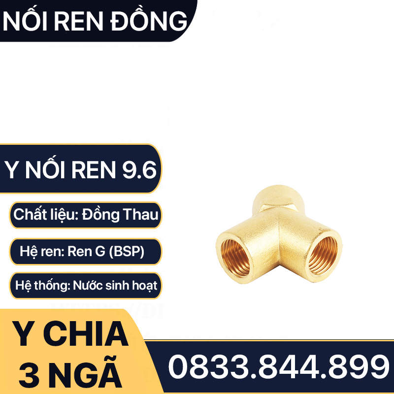 Nối Chữ Y Ren Trong 9.6 (1/8) - Chất Liệu Đồng Thau