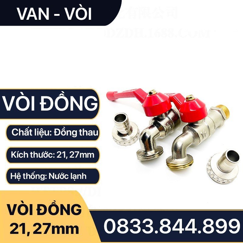 Vòi Đồng Sanwa, Vòi Sanwa Tay Gạt Đồng Thau Ren 21, 27, Vòi Hồ Máy Giặt