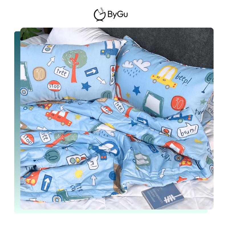 Mền/ chăn chần và gối Lụa Tencel ByGu cho bé - 018