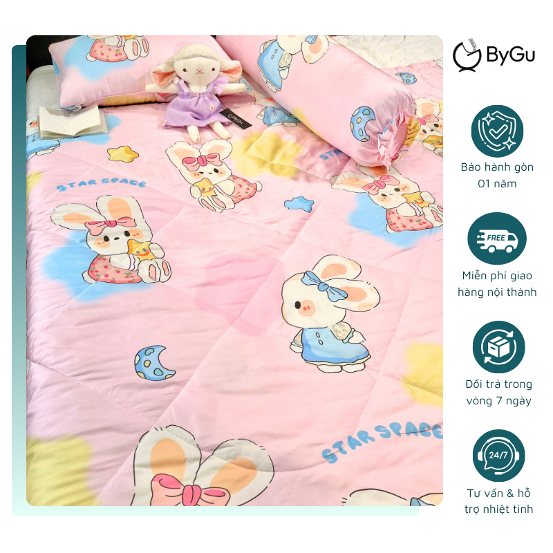 Mền/ chăn chần và gối Lụa Tencel ByGu cho bé - 042