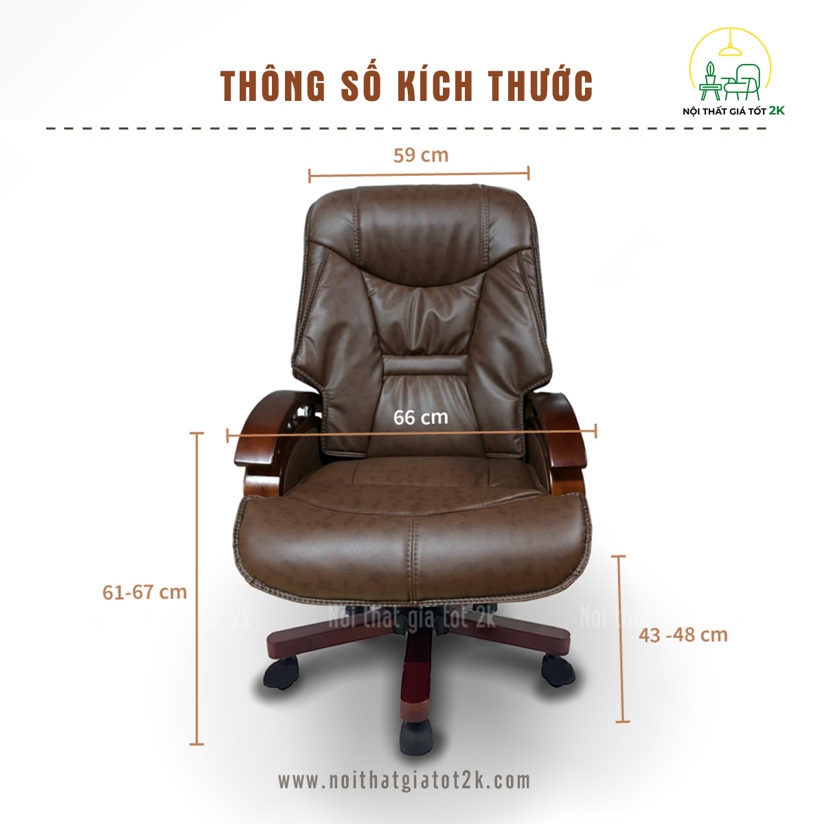 thông số chi tiết kích thước của ghế giám đốc gd033