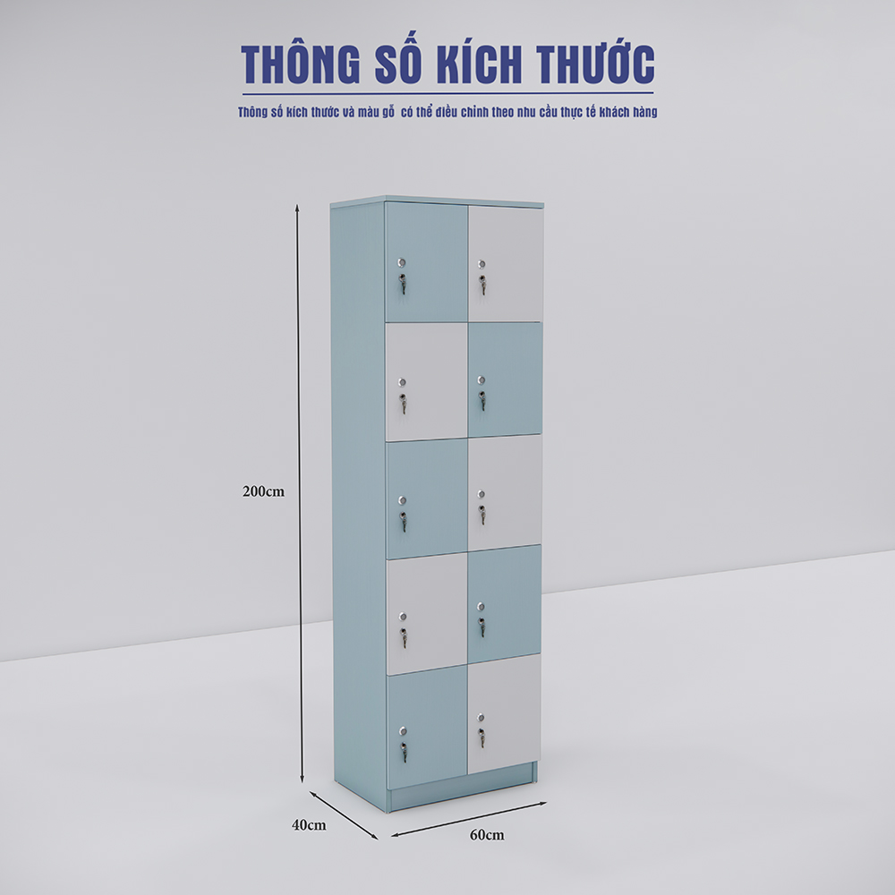 Tủ Locker 10 Ngăn 2KTLK01 Kích thước
