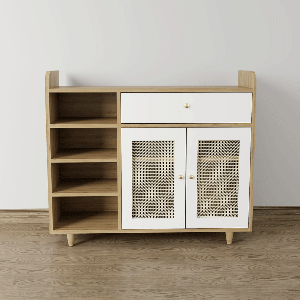 Tủ giày cánh mây TGCM001 - 2 Cánh mây màu nâu vàng + trắng | Nội Thất giá tốt 2K