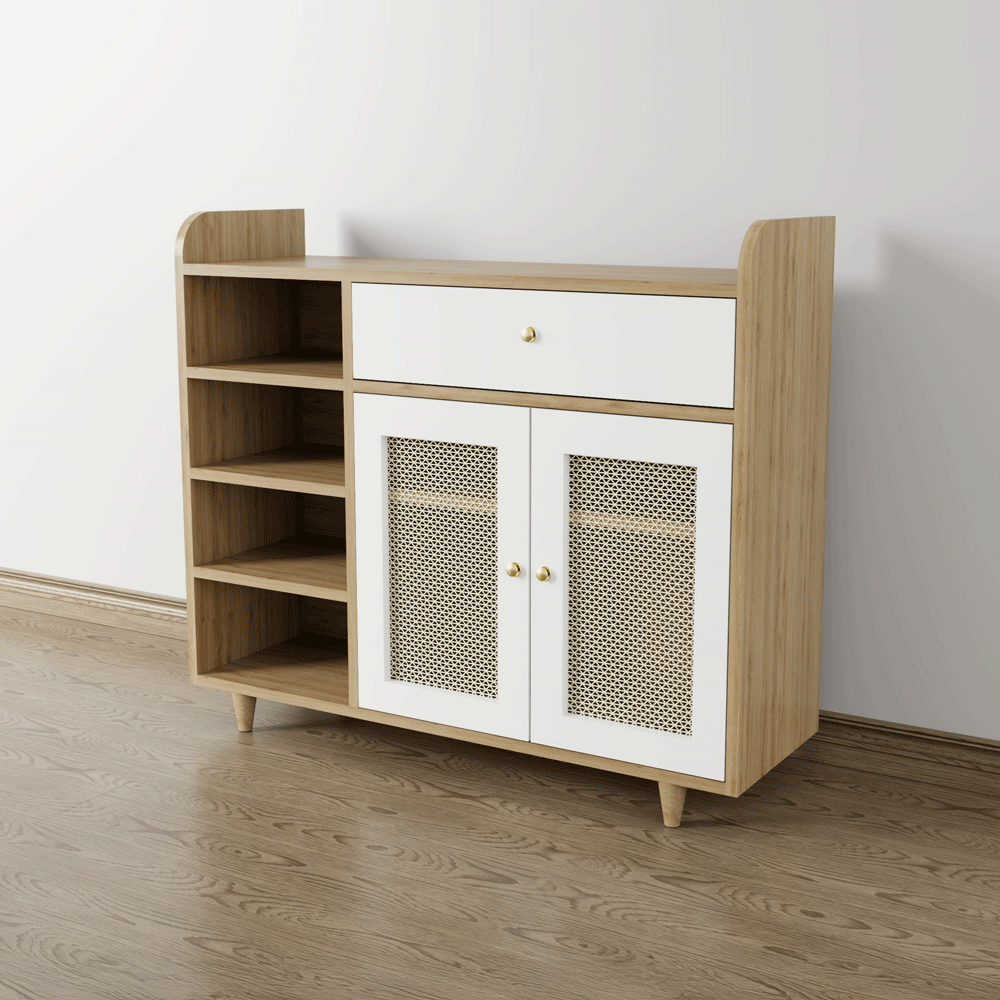 Tủ giày cánh mây TGCM001 - 2 Cánh mây màu nâu vàng + trắng | Nội Thất giá tốt 2K