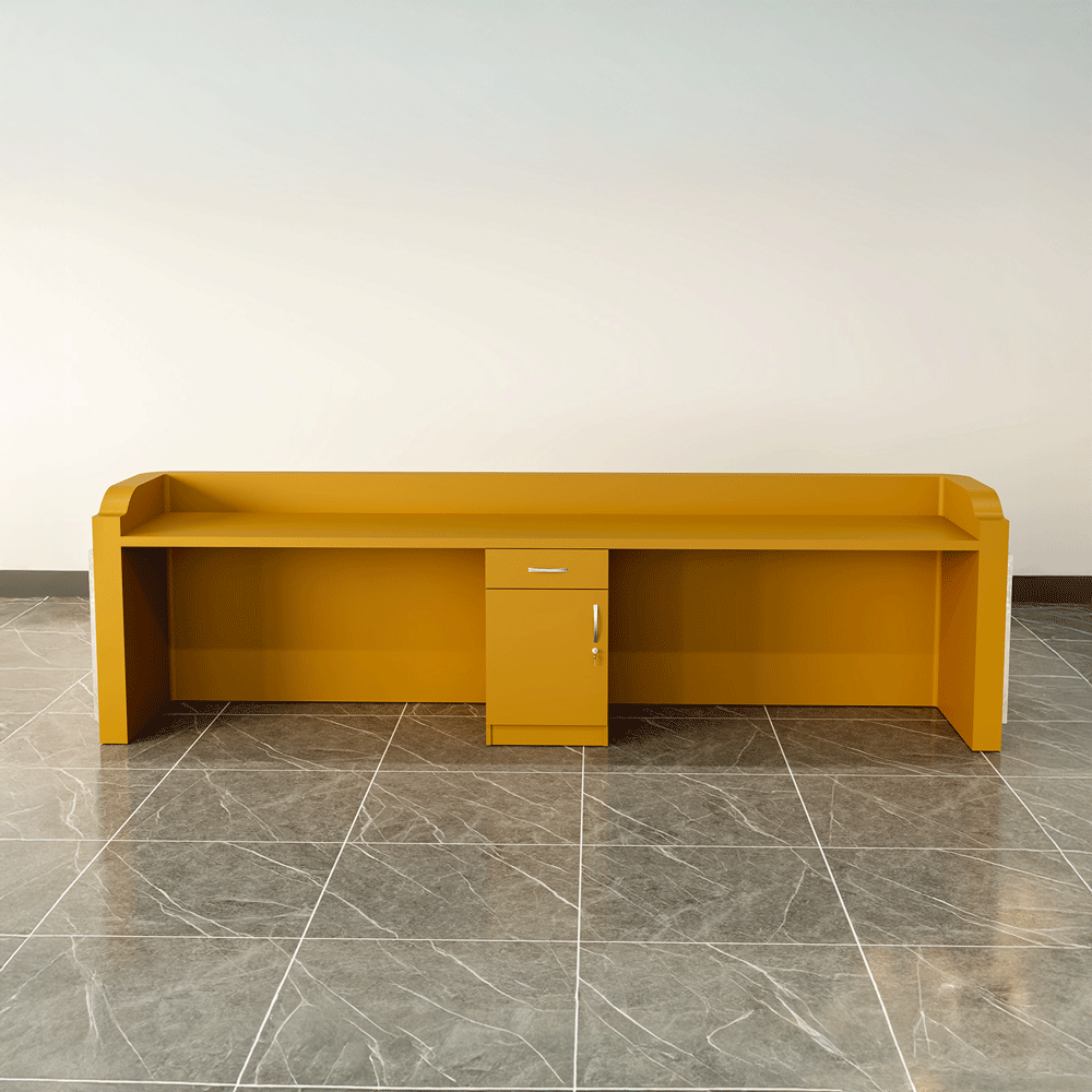 Quầy lễ tân QLTS014 - Gỗ MDF Sơn Bệt Vàng Mustard Hiện Đại, Điểm Nhấn Cho Không Gian Văn Phòng