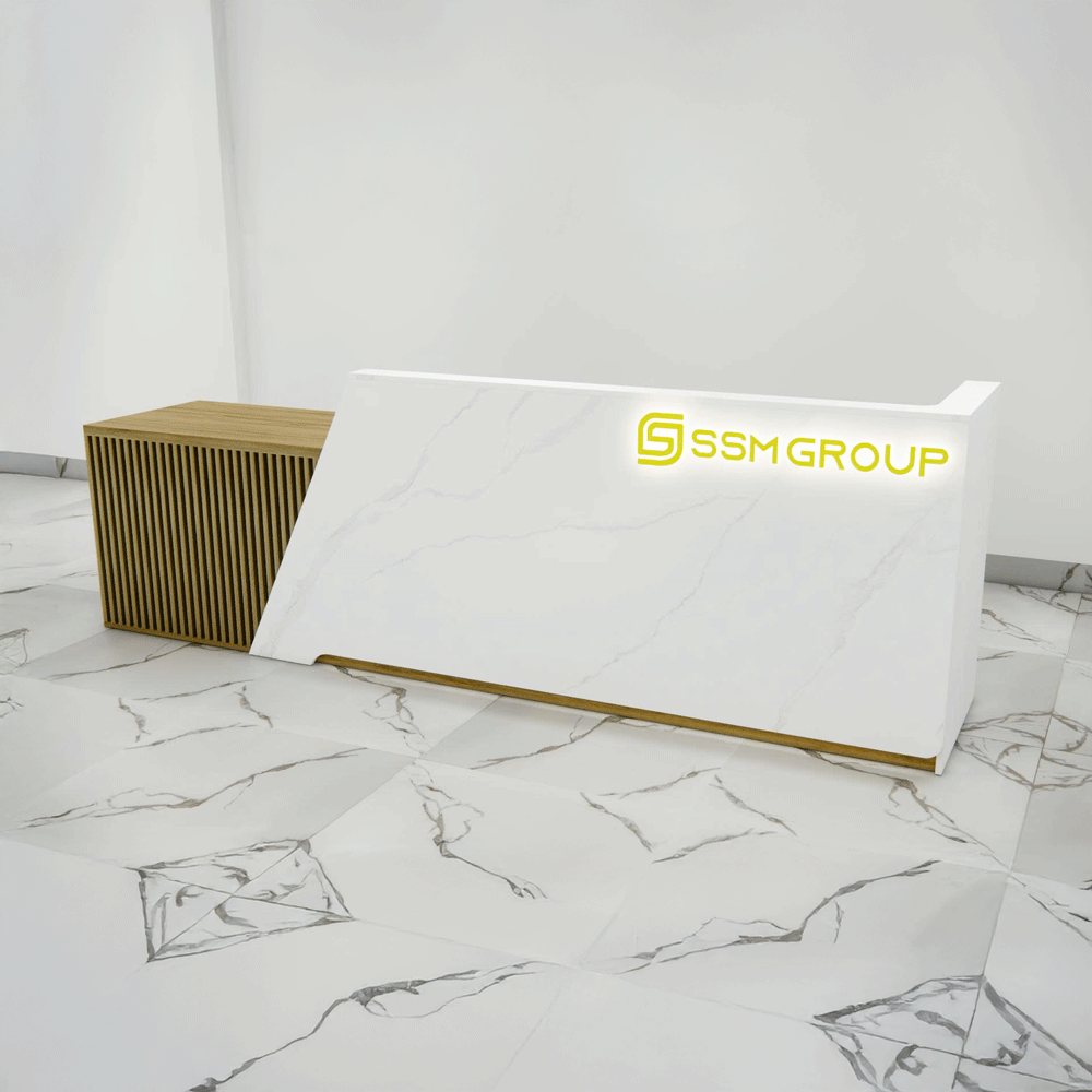 Quầy lễ tân QLTS012 - 3m2 Gỗ MDF phủ Melamine cao cấp