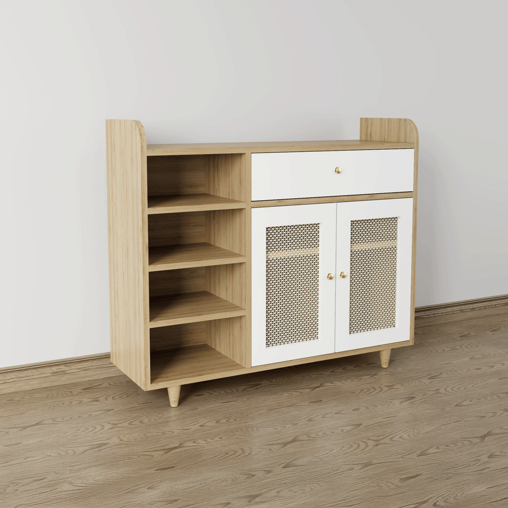 Tủ giày cánh mây TGCM001 - 2 Cánh mây màu nâu vàng + trắng | Nội Thất giá tốt 2K