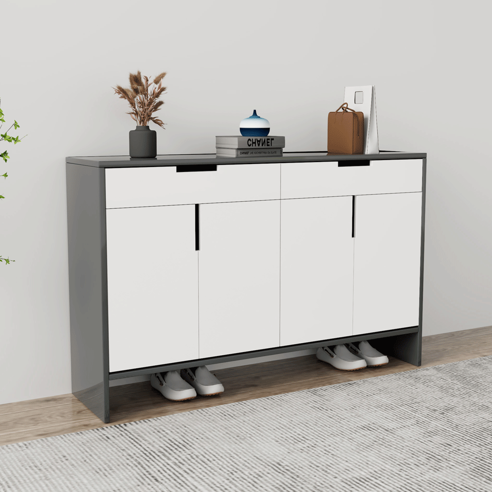 Tủ giày 4 cánh TGS013 - Gỗ mfc phủ melamin màu đen cánh trắng | Nội Thất giá tốt 2K