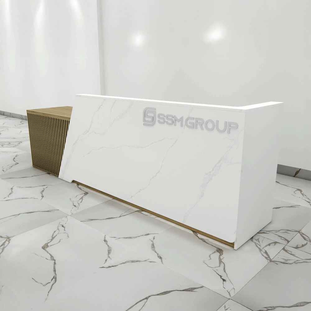 Quầy lễ tân QLTS012 - 3m2 Gỗ MDF phủ Melamine cao cấp