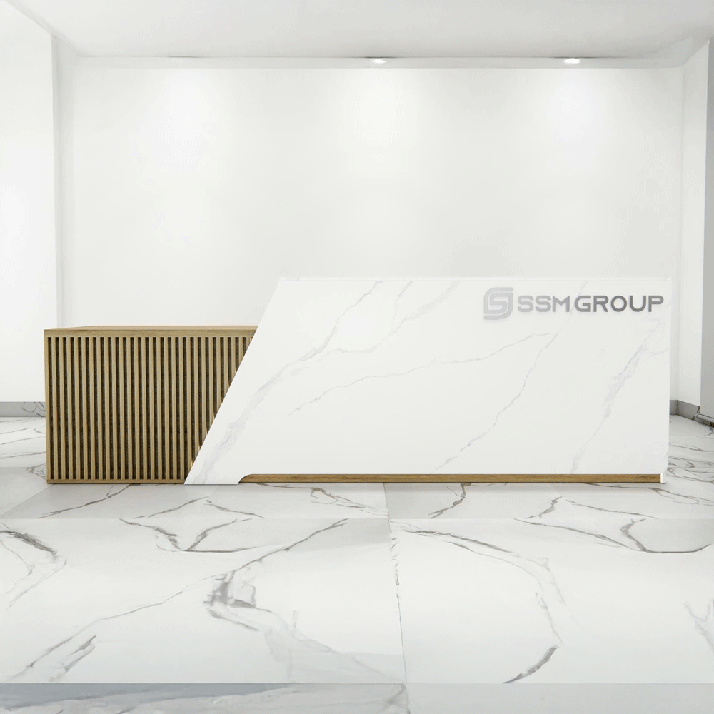 Quầy lễ tân QLTS012 - 3m2 Gỗ MDF phủ Melamine cao cấp