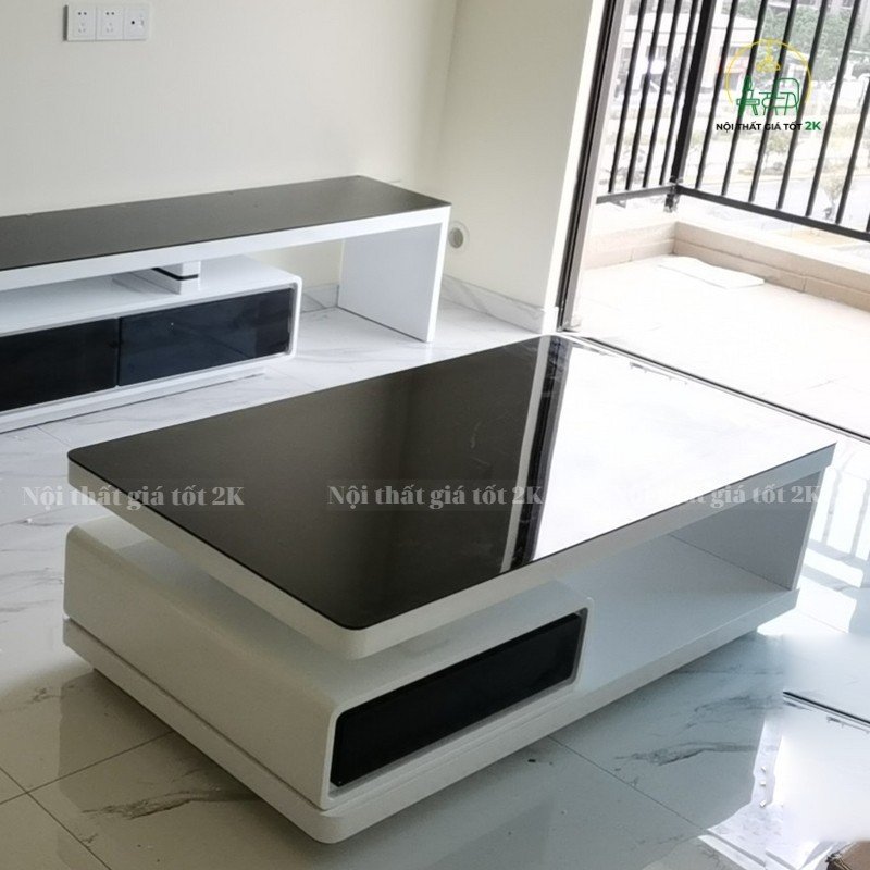 Bàn Sofa Mặt Kính Đen Sang Trọng BTS015