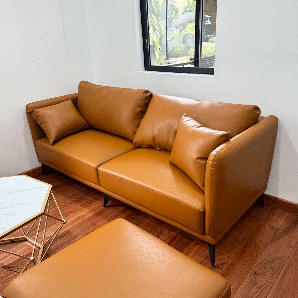 Sofa phòng khách SF20 - Da PU mầu da bò sáng, phong cách sang trọng